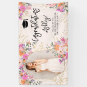 Gouden glitter florale waterverf afstuderen gefeli spandoek (Verticaal)