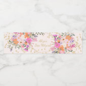 Gouden glitter florale waterverf bas mitzvah waterfles etiket (Enkel label)