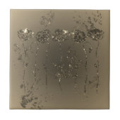 Gouden Glitter Flowers Keramische Tegel Tegeltje (Voorkant)