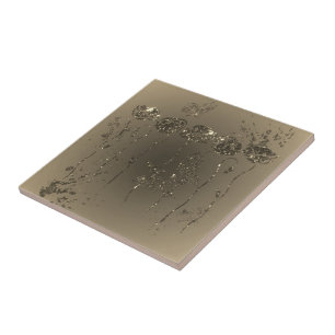Gouden Glitter Flowers Keramische Tegel Tegeltje