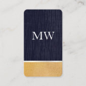 Gouden Glitter / Fluweelblauw met Monogram Visitekaartje (Voorkant)
