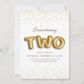 Gouden Glitter Folie Balloon 2e Verjaardag Kaart (Voorkant)