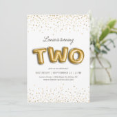 Gouden Glitter Folie Balloon 2e Verjaardag Kaart (Staand voorkant)