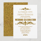 Gouden glitter folie confetti Elegante bruiloft ui Kaart (Voorkant / Achterkant)