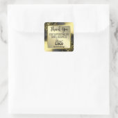 Gouden Glitter Folie Zwart Dank u Business Logo Vierkante Sticker (Tas)