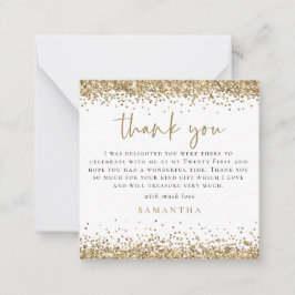 Gouden Glitter Foto 21st Square Dank u Notitiekaartje