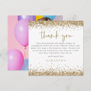 Gouden Glitter Foto 21st Square Dank u Notitiekaartje