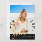 Gouden Glitter Foto Afstuderen Aankondiging Kaart (Voorkant)