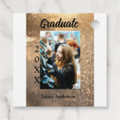 Gouden glitter foto afstuderen voeg naam klasse te bedankjes labels (Achterkant)