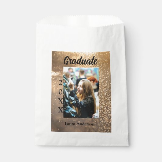 Gouden glitter foto afstuderen voeg naam klasse te bedankzakje (Voorkant)