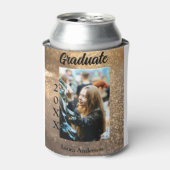 Gouden glitter foto afstuderen voeg naam klasse te blikjeskoeler (Blikje Voorkant)