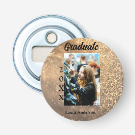 Gouden glitter foto afstuderen voeg naam klasse te button flesopener
