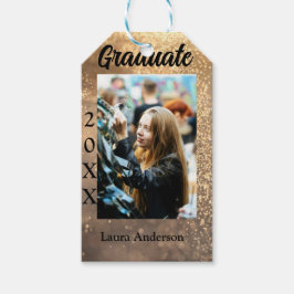 Gouden glitter foto afstuderen voeg naam klasse te cadeaulabel