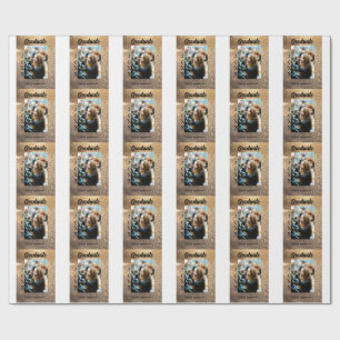 Gouden glitter foto afstuderen voeg naam klasse te cadeaupapier