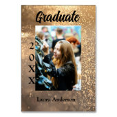 Gouden glitter foto afstuderen voeg naam klasse te kaart (Achterkant)