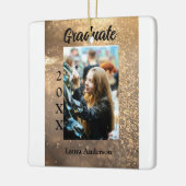 Gouden glitter foto afstuderen voeg naam klasse te keramisch ornament (Links)