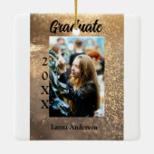 Gouden glitter foto afstuderen voeg naam klasse te keramisch ornament (Achterkant)