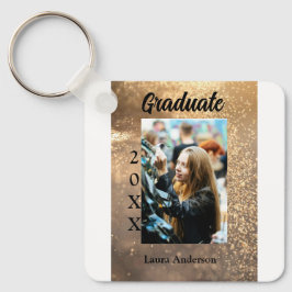 Gouden glitter foto afstuderen voeg naam klasse te sleutelhanger