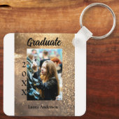 Gouden glitter foto afstuderen voeg naam klasse te sleutelhanger (Achterkant)