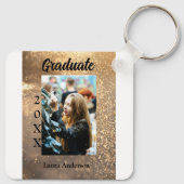Gouden glitter foto afstuderen voeg naam klasse te sleutelhanger (Achterkant)