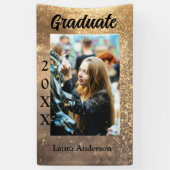 Gouden glitter foto afstuderen voeg naam klasse te spandoek (Verticaal)