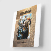 Gouden glitter foto afstuderen voeg naam klasse te vierkante klok (Hoek)