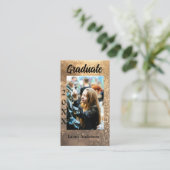Gouden glitter foto afstuderen voeg naam klasse te visitekaartje (Staand voorkant)