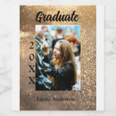 Gouden glitter foto afstuderen voeg naam klasse te wijn etiket (Enkel label)