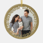 Gouden Glitter Foto Kerstmis Keramisch Ornament (Voorkant)