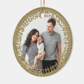 Gouden Glitter Foto Kerstmis Keramisch Ornament (Links)