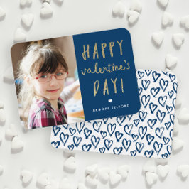 Gouden Glitter Foto Klaslokaal Gelukkig Valentijns Notitiekaartje