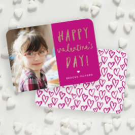Gouden Glitter Foto Klaslokaal Gelukkig Valentijns Notitiekaartje