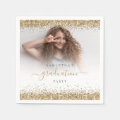 Gouden Glitter Foto Naam Afstuderen 2024 Partij Servet (Voorkant)