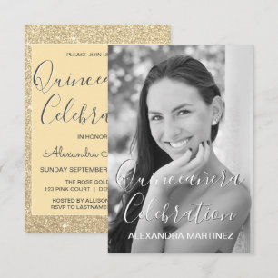 Gouden Glitter foto - Quinceanera viering Kaart