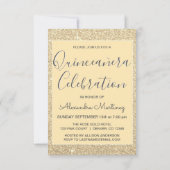 Gouden Glitter foto - Quinceanera viering Kaart (Achterkant)