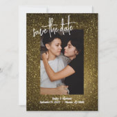 Gouden Glitter Foto Save the Dates - Bling Stijl Save The Date (Voorkant)