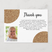 Gouden Glitter Foto Verjaardag Dank u Briefkaart (Voorkant)