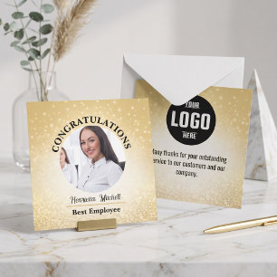 Gouden Glitter Foto Werknemer van de Maand Kaart