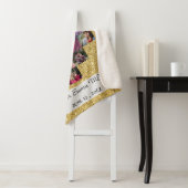 Gouden glitter fotocollage 60ste verjaardagscadeau sherpa deken (In situ)