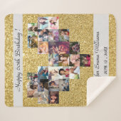 Gouden glitter fotocollage 60ste verjaardagscadeau sherpa deken (Voorkant (horizontaal))