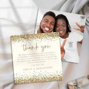 Gouden Glitter Fotocrème Verloving Bedankt Notitiekaartje