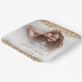 Gouden Glitter Fotonaam Afstuderen 2024 Party Pape Papieren Bordje (Gebogen)