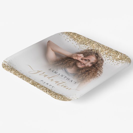 Gouden Glitter Fotonaam Afstuderen 2024 Party Pape Papieren Bordje