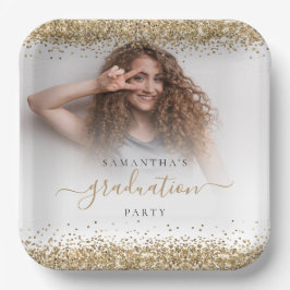 Gouden Glitter Fotonaam Afstuderen 2024 Party Pape Papieren Bordje