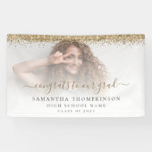 Gouden Glitter Fotoscript 2024 Afstuderen Banner (Horizontaal)