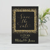 Gouden Glitter Frame - Bewaar de Datum Kaart (Staand voorkant)