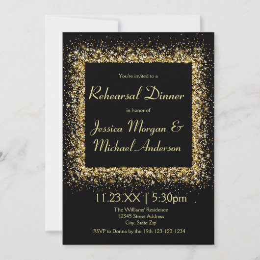 Gouden Glitter Frame - Oefendiner Kaart (Voorkant)