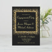 Gouden Glitter Frame - Verlovingsfeest Kaart (Staand voorkant)