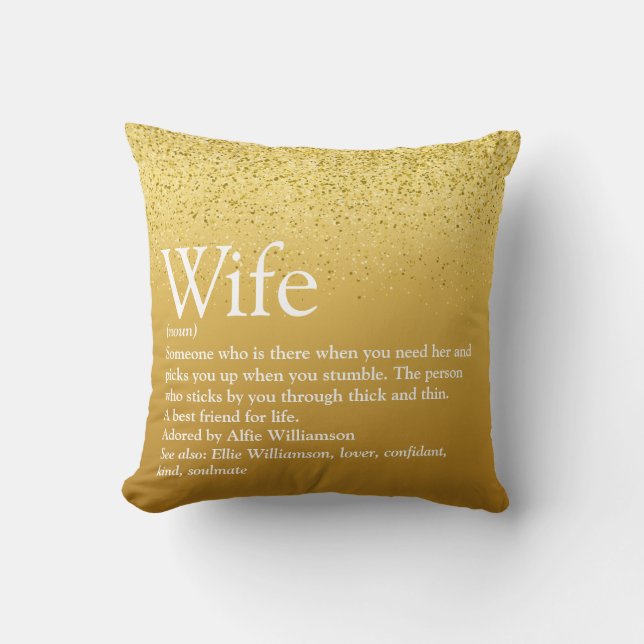 Gouden Glitter Fun Glam Definitie van de Beste Vro Kussen (Voorkant)