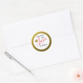 Gouden glitter gebakken met liefde rood en wit ronde sticker (Envelop)